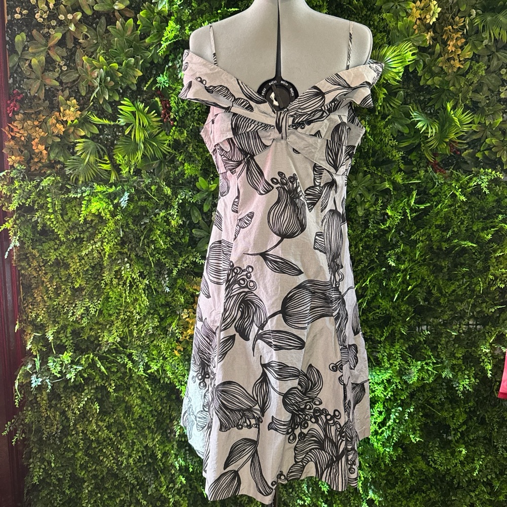 Moschino Strapless Dress - Black and White Floral